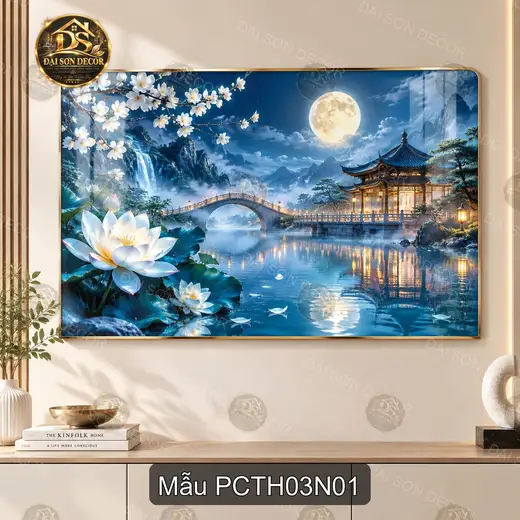 Tranh tráng gương Phong cảnh Trung Hoa 003 sang trọng dễ phối nội thất phòng khách