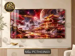 Tranh tráng gương Phong cảnh Trung Hoa 003 sang trọng dễ phối nội thất phòng khách