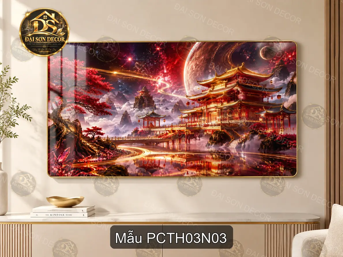 Tranh tráng gương Phong cảnh Trung Hoa 003 sang trọng dễ phối nội thất phòng khách