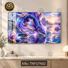 Tranh tráng gương hươu thần fantasy Thiên nhiên fantasy 007 decor phòng khách sang trọng