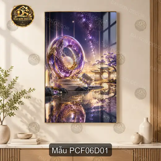 Tranh tráng gương fantasy 006 hồ nước kỳ ảo điểm nhấn decor phòng khách hiện đại