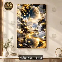 Tranh tráng gương fantasy 006 hồ nước kỳ ảo điểm nhấn decor phòng khách hiện đại