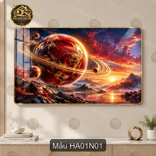 Tranh tráng gương Hành tinh 001 decor phòng khách phong cảnh vũ trụ nghệ thuật hiện đại