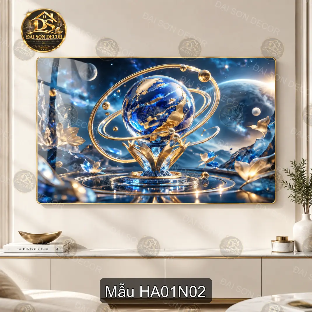 Tranh tráng gương Hành tinh 001 decor phòng khách phong cảnh vũ trụ nghệ thuật hiện đại