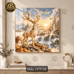 Tranh tráng gương Hươu thần fantasy phong cách huyền ảo trang trí phòng khách quà tặng