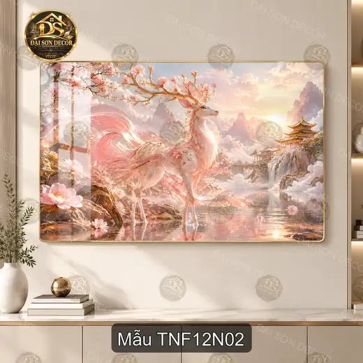 Tranh tráng gương Thiên nhiên fantasy 012 hồ sen hành tinh decor phòng khách quà tặng nghệ thuật