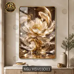 Tranh tráng gương hoa sen vàng 003 decor phòng khách phòng làm việc sang trọng
