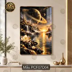Tranh tráng gương Phong cảnh fantasy 007 phi thuyền vũ trụ dọc decor phòng khách làm quà tặng
