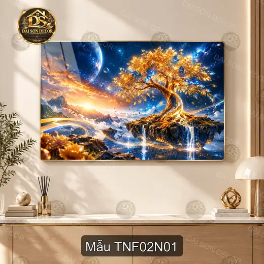 Tranh tráng gương cây sự sống fantasy Thiên nhiên fantasy 002 decor phòng khách phòng làm việc