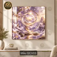 Tranh tráng gương Quả cầu vàng phong cách nghệ thuật hiện đại trang trí phòng khách
