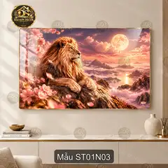 Tranh tráng gương sư tử gia đình phong cảnh hoàng gia decor phòng khách nghệ thuật