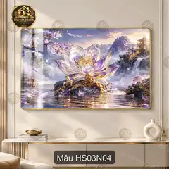 Tranh tráng gương Hoa sen 003 hiện đại sáng đẹp treo tường decor phòng khách