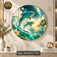 Tranh tròn tráng gương Biển và đại dương 001 sang trọng decor phòng khách