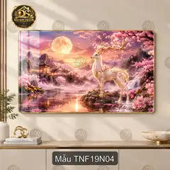 Tranh tráng gương Thiên nhiên fantasy 019 hồ sen vũ trụ decor phòng khách nghệ thuật