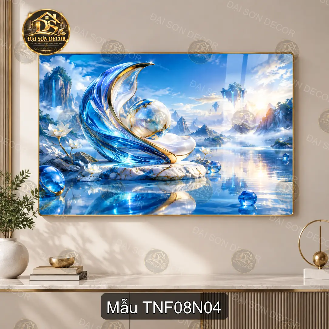 Tranh tráng gương cây bonsai hoa đào Thiên nhiên fantasy 008 decor phòng khách