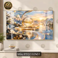 Tranh tráng gương phong thủy cao cấp 002 hiện đại sáng đẹp treo tường phòng khách