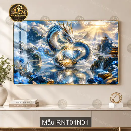Tranh tráng gương Rồng nghệ thuật 001 decor phòng khách phòng làm việc