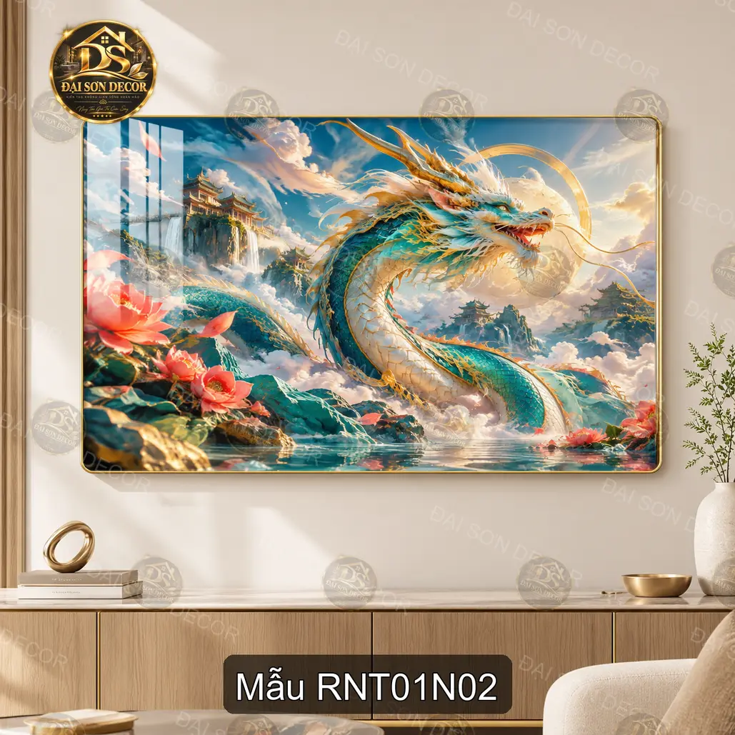 Tranh tráng gương Rồng nghệ thuật 001 decor phòng khách phòng làm việc