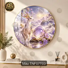 Tranh tráng gương tròn Thiên nhiên fantasy 007 hoa anh đào vũ trụ decor phòng khách
