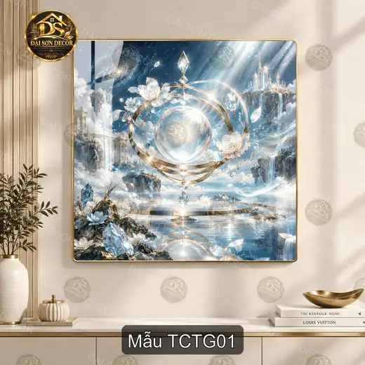 Tranh tráng gương Tinh cầu thiên giới decor phòng khách phong cách thiên nhiên huyền ảo