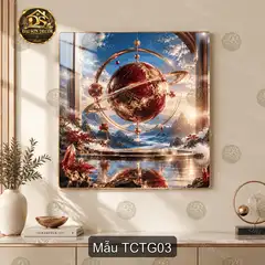 Tranh tráng gương Tinh cầu thiên giới decor phòng khách phong cách thiên nhiên huyền ảo
