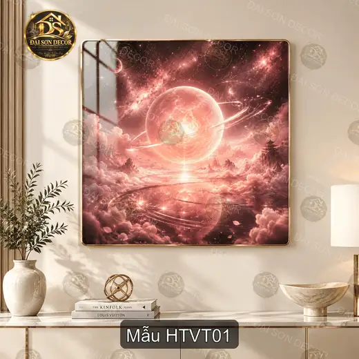 Tranh tráng gương decor Hành tinh vũ trụ phong cách galaxy treo tường phòng khách HTVT01