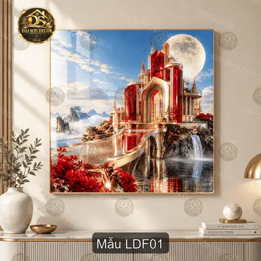 Tranh tráng gương Lâu đài fantasy phong cách cổ tích, decor phòng khách phòng ngủ sang trọng