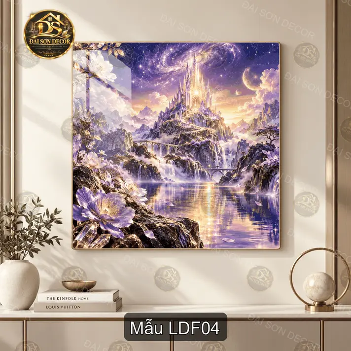 Tranh tráng gương Lâu đài fantasy phong cách cổ tích, decor phòng khách phòng ngủ sang trọng
