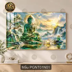 Tranh tráng gương Phật giáo nghệ thuật hiện đại treo tường sáng đẹp decor phòng khách