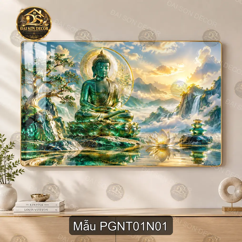 Tranh tráng gương Phật giáo nghệ thuật hiện đại treo tường sáng đẹp decor phòng khách
