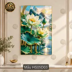 Tranh tráng gương Hoa sen 005 hiện đại sáng đẹp decor treo tường phòng khách
