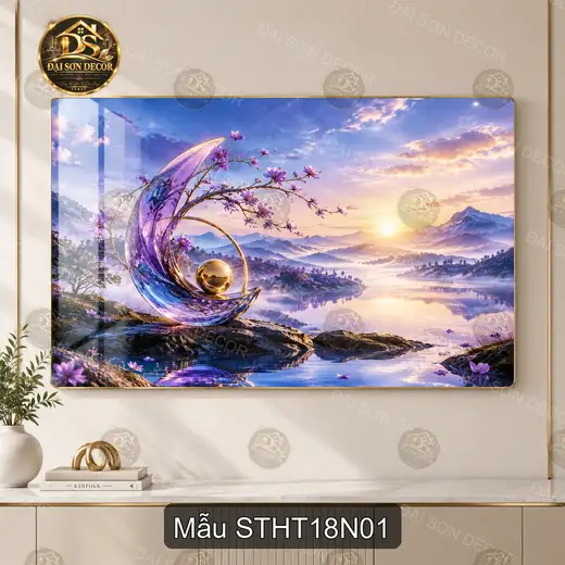 Tranh tráng gương Sơn thủy hữu tình 018 phong cách hiện đại decor treo tường sáng đẹp