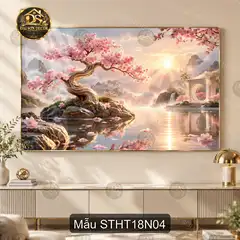 Tranh tráng gương Sơn thủy hữu tình 018 phong cách hiện đại decor treo tường sáng đẹp