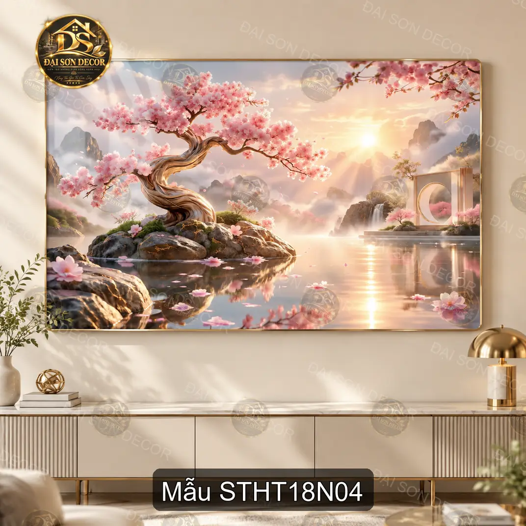 Tranh tráng gương Sơn thủy hữu tình 018 phong cách hiện đại decor treo tường sáng đẹp