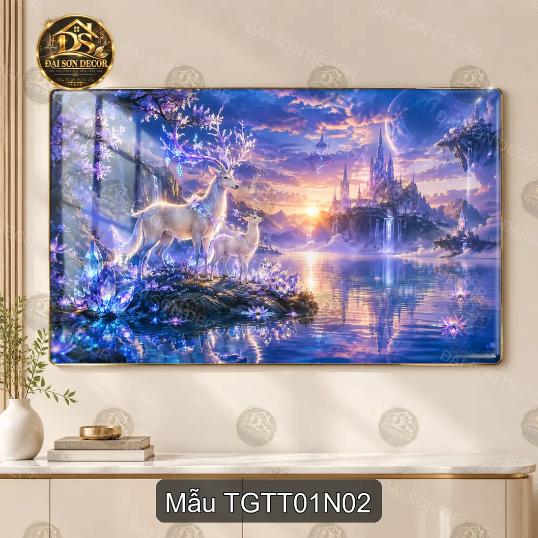 Tranh tráng gương Thế giới thần tiên decor phòng khách phòng làm việc mẫu TGTT01N01
