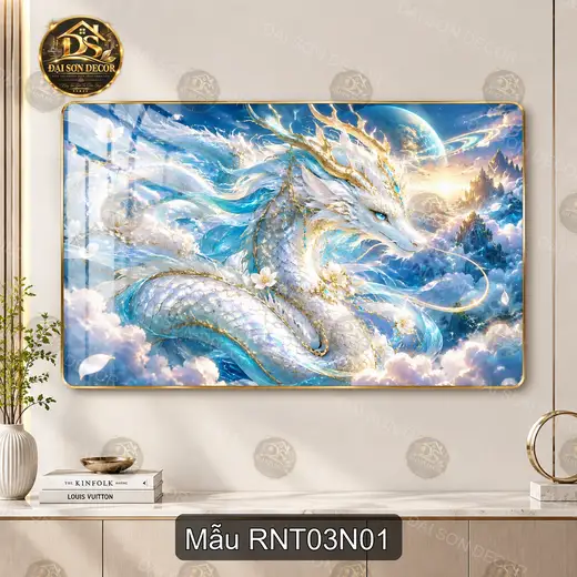 Tranh tráng gương Rồng nghệ thuật 003 decor phòng khách làm quà tặng phong cách huyền ảo