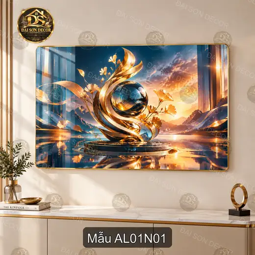 Tranh tráng gương Abstract Luxury 001 nghệ thuật sang trọng decor nội thất hiện đại AL01N01