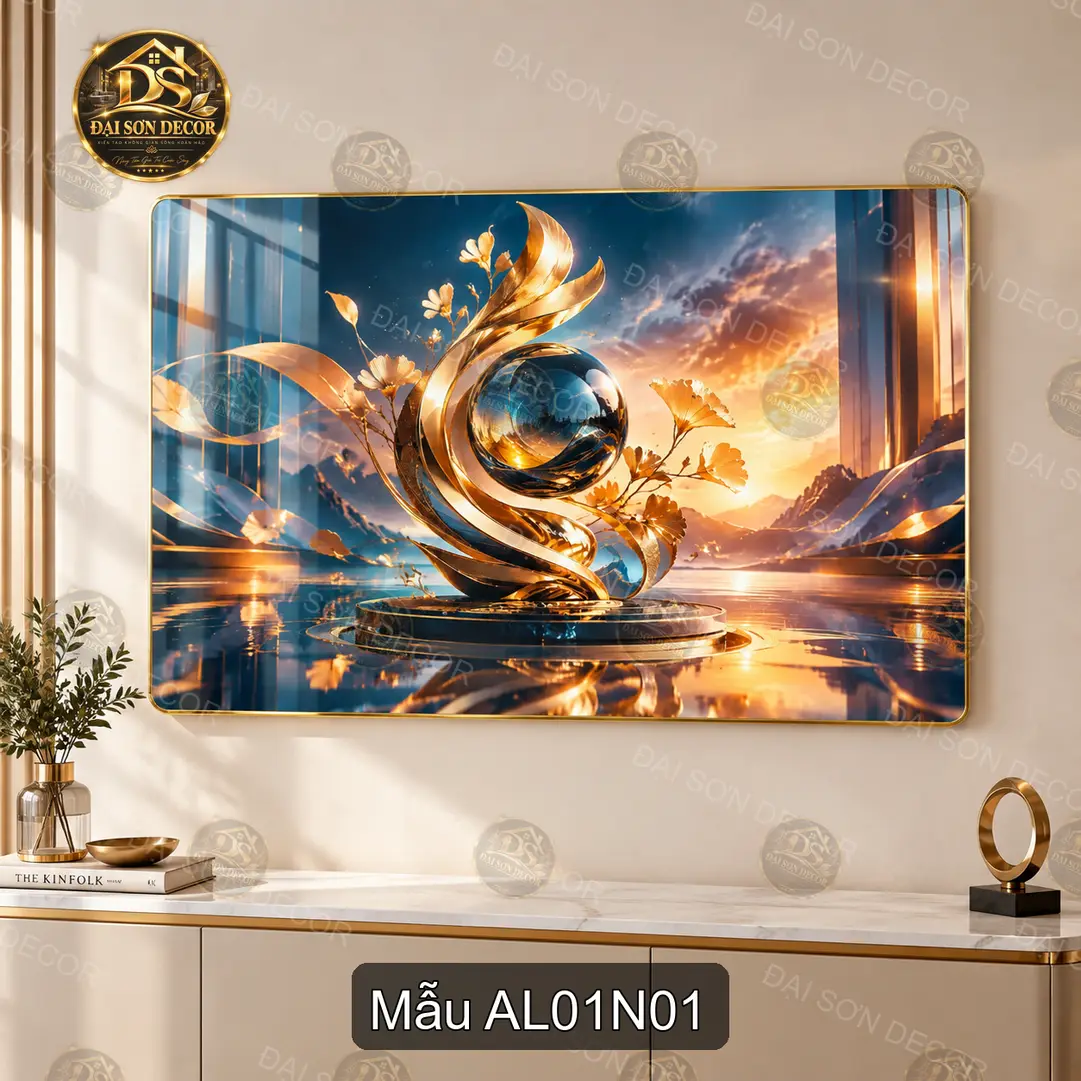 Tranh tráng gương Abstract Luxury 001 nghệ thuật sang trọng decor nội thất hiện đại AL01N01
