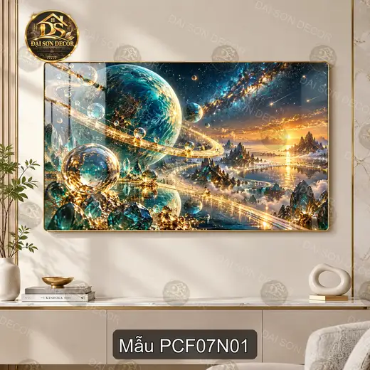 Tranh tráng gương phong cảnh fantasy 007 decor phòng khách phòng làm việc mã PCF07N01